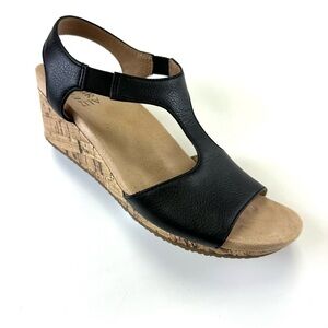 Naturalizer black Minx cork low wedge sandals Size 6M
